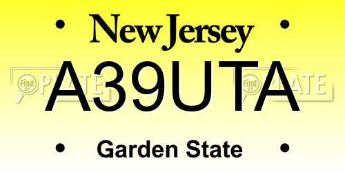 A39UTA New Jersey License Plate