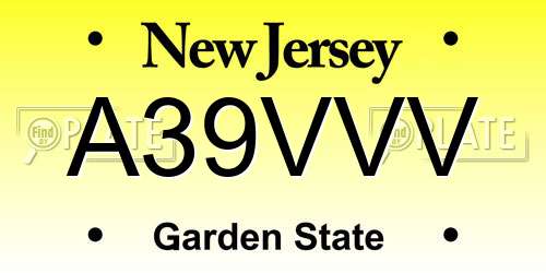 A39VVV New Jersey License Plate