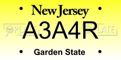 A3A4R New Jersey License Plate