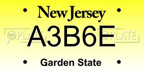 A3B6E New Jersey License Plate