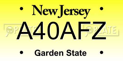 A40AFZ New Jersey License Plate