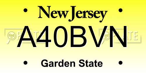 A40BVN New Jersey License Plate
