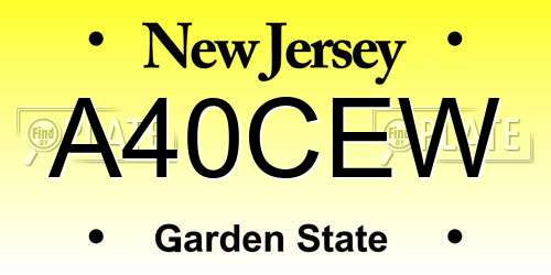 A40CEW New Jersey License Plate