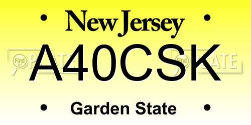 A40CSK New Jersey License Plate