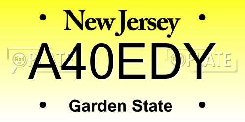 A40EDY New Jersey License Plate