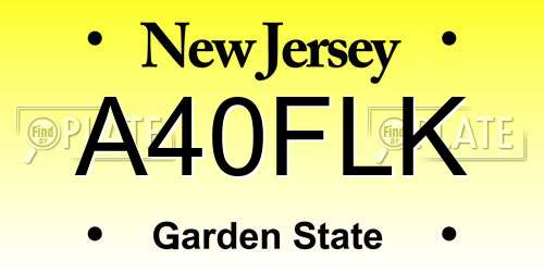 A40FLK New Jersey License Plate
