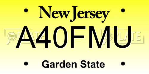 A40FMU New Jersey License Plate