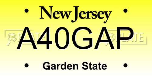 A40GAP New Jersey License Plate