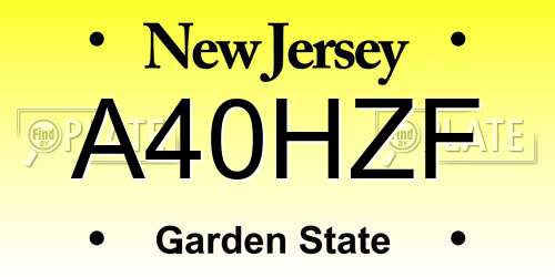 A40HZF New Jersey License Plate