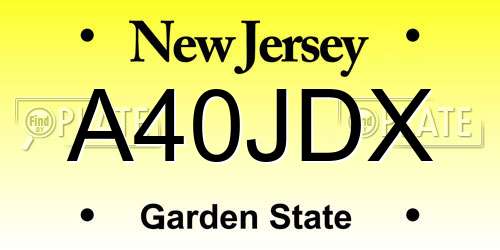 A40JDX New Jersey License Plate