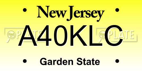 A40KLC New Jersey License Plate