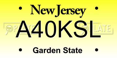 A40KSL New Jersey License Plate