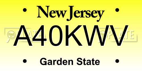 A40KWV New Jersey License Plate