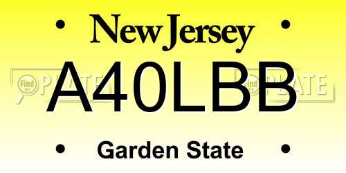 A40LBB New Jersey License Plate