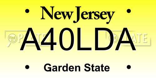 A40LDA New Jersey License Plate