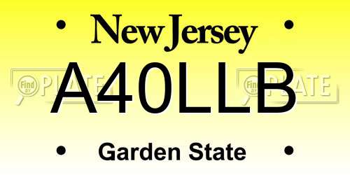 A40LLB New Jersey License Plate