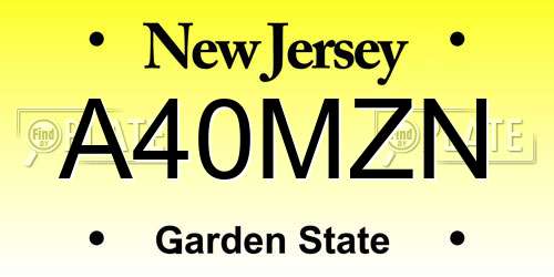 A40MZN New Jersey License Plate