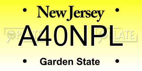 A40NPL New Jersey License Plate