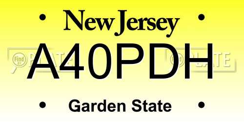 A40PDH New Jersey License Plate