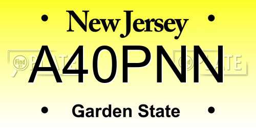 A40PNN New Jersey License Plate