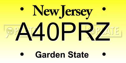 A40PRZ New Jersey License Plate