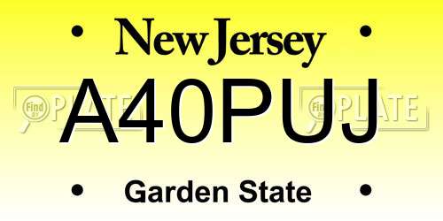 A40PUJ New Jersey License Plate