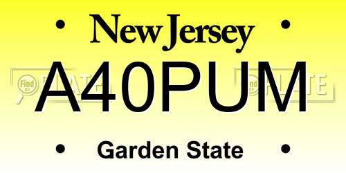 A40PUM New Jersey License Plate
