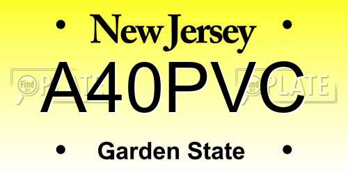 A40PVC New Jersey License Plate