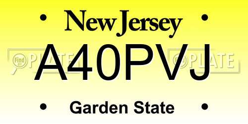 A40PVJ New Jersey License Plate