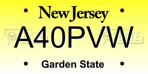 A40PVW New Jersey License Plate