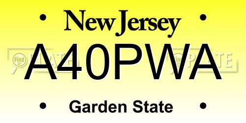 A40PWA New Jersey License Plate