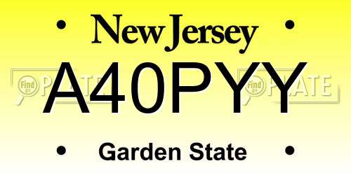 A40PYY New Jersey License Plate