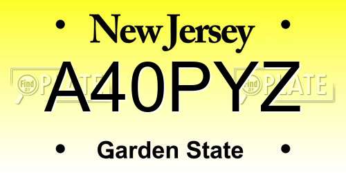 A40PYZ New Jersey License Plate