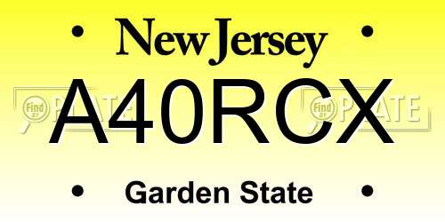 A40RCX New Jersey License Plate