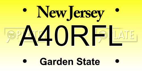 A40RFL New Jersey License Plate