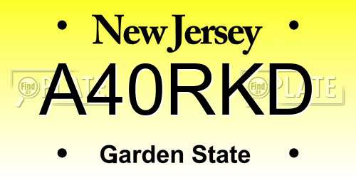 A40RKD New Jersey License Plate