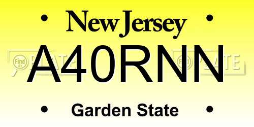 A40RNN New Jersey License Plate