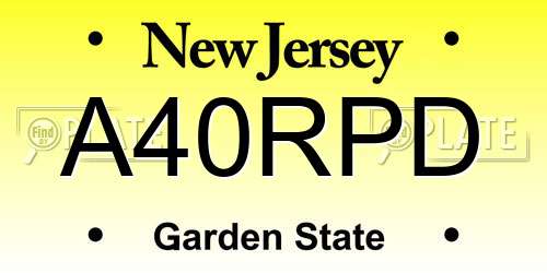 A40RPD New Jersey License Plate