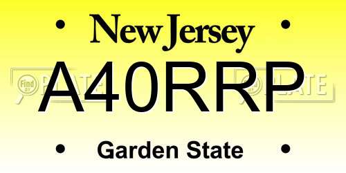 A40RRP New Jersey License Plate