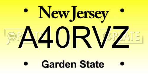 A40RVZ New Jersey License Plate