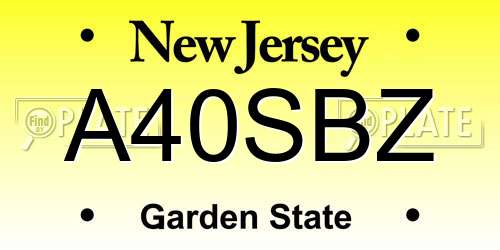 A40SBZ New Jersey License Plate