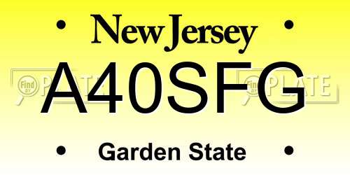 A40SFG New Jersey License Plate