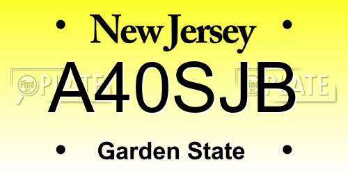 A40SJB New Jersey License Plate