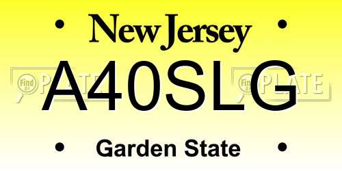 A40SLG New Jersey License Plate