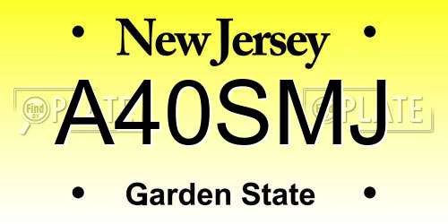 A40SMJ New Jersey License Plate