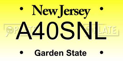 A40SNL New Jersey License Plate