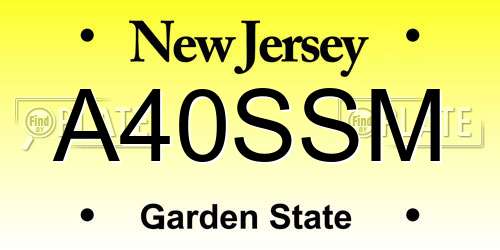 A40SSM New Jersey License Plate