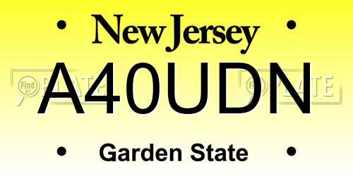 A40UDN New Jersey License Plate