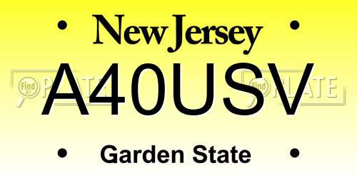 A40USV New Jersey License Plate