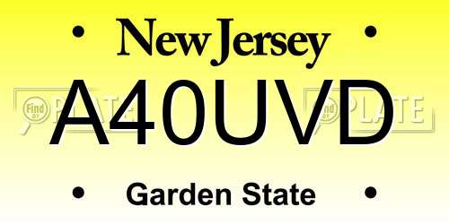 A40UVD New Jersey License Plate